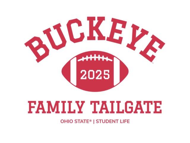 Design for Buckeye Family Tailgate with a football in the center