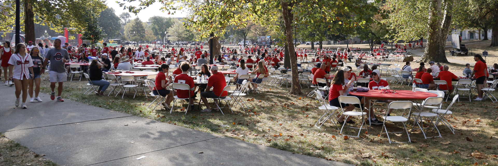 A view of Buckeye Football and Family Tailgate from the north end of the South Oval