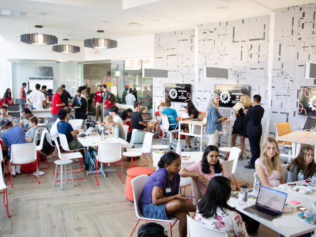 An event occurring inside the Student Entrepreneurs' Center on Columbus campus