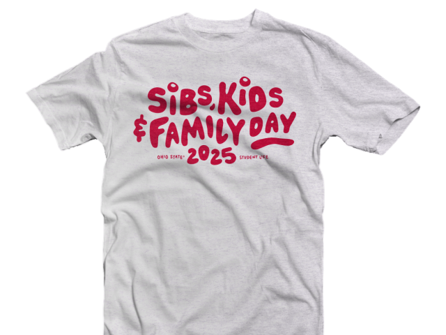 The front view of a Sibs, Kids and Family Day 2025 shirt