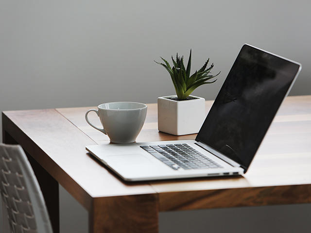 A computer on a desk