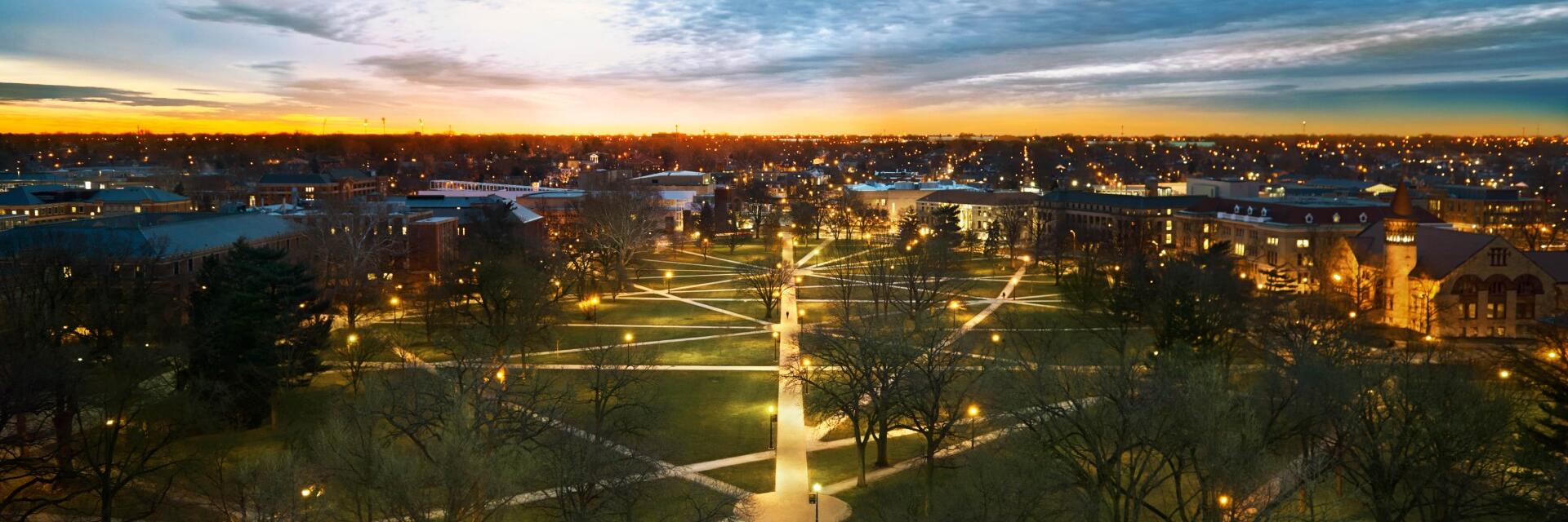 An overhead view of the Oval during sunrise