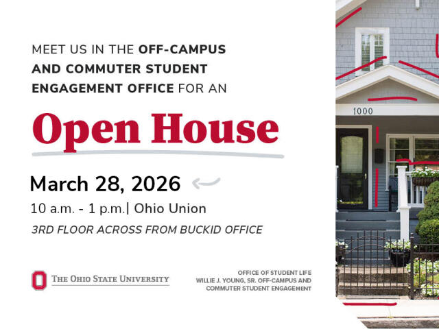 Promotional material for the Off-Campus Open House held during Buckeye Family Day